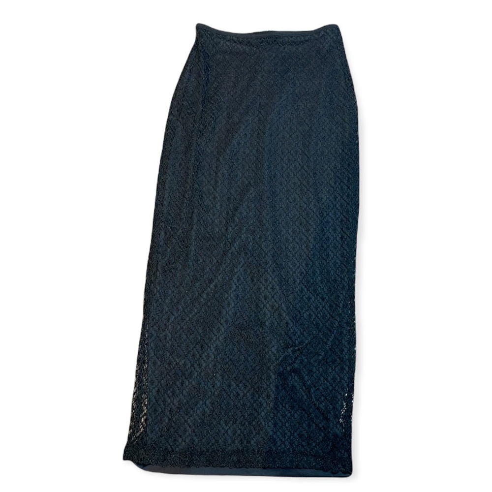 ECRU Solid Black Skirt Long Maxi Lace Slit Dressy Casual Work Size Small Y2K 90s